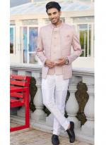 Art Silk Onion Pink Wedding Wear Thread Work Readymade Jodhpuri Suit(Top Only)